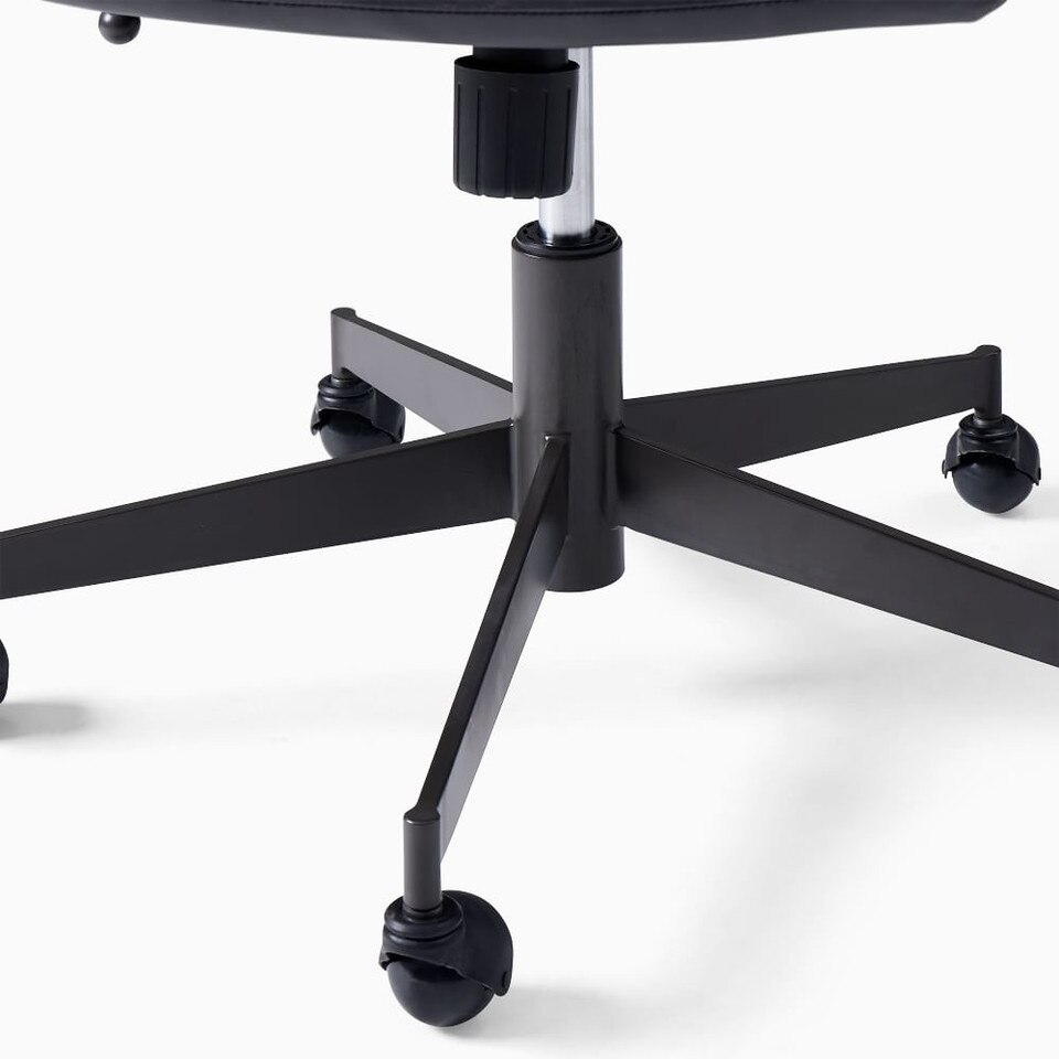 Cooper Leather Swivel Office Chair w/ Wood Arms West Elm UK